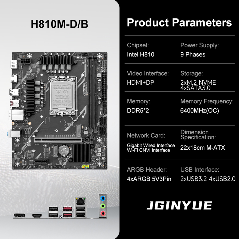 JGINYUE H810 Motherboard Intel – Ddr5 64Gb Bewertung und Preis